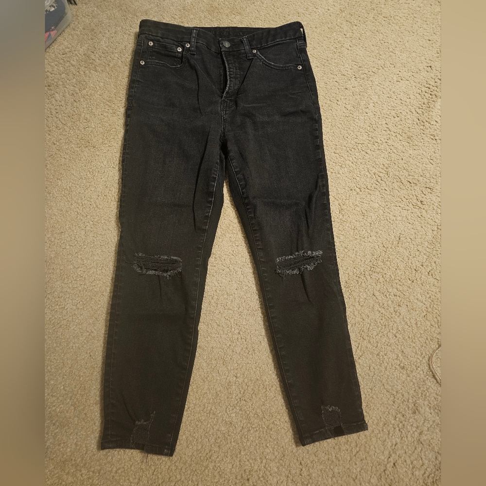 AE High Waisted Black Ripped Jeggings